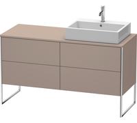 Duravit XSquare mueble bajo lavabo consola, apoyado en el suelo, 4 cajones, lavabo a la derecha, 1400x778x548mm, XS4923R4343, Color: Decoración Basalto Mate