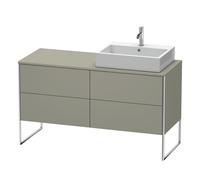 Duravit XSquare mueble bajo lavabo consola, apoyado en el suelo, 4 cajones, lavabo a la derecha, 1400x778x548mm, XS4923R9292, Color: Gris piedra Seda Barniz mate