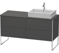Duravit XSquare mueble bajo lavabo consola, apoyado en el suelo, 4 cajones, lavabo a la derecha, 1400x778x548mm, XS4923R4949, Color: Grafito Mate Decoración