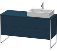 Duravit XSquare mueble bajo lavabo consola, apoyado en el suelo, 4 cajones, lavabo a la derecha, 1400x778x548mm, XS4923R9898, Color: Seda azul noche lacado mate
