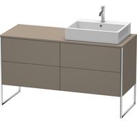 Duravit XSquare mueble bajo lavabo consola, apoyado en el suelo, 4 cajones, lavabo a la derecha, 1400x778x548mm, XS4923R9090, Color: Flanela Gris seda lacado mate