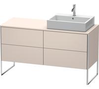 Duravit XSquare mueble bajo lavabo consola, apoyado en el suelo, 4 cajones, lavabo a la derecha, 1400x778x548mm, XS4923R9191, Color: Topo mate