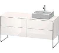 Duravit XSquare mueble bajo lavabo consola, apoyado en el suelo, 4 cajones, lavabo a la derecha, 1600x778x548mm, XS4924R8585, Color: Laca blanca de alto brillo