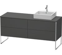 Duravit XSquare mueble bajo lavabo consola, apoyado en el suelo, 4 cajones, lavabo a la derecha, 1600x778x548mm, XS4924R4949, Color: Grafito Mate Decoración