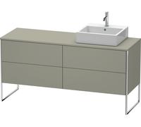 Duravit XSquare mueble bajo lavabo consola, apoyado en el suelo, 4 cajones, lavabo a la derecha, 1600x778x548mm, XS4924R9292, Color: Gris piedra Seda Barniz mate