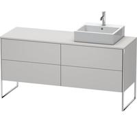 Duravit XSquare mueble bajo lavabo consola, apoyado en el suelo, 4 cajones, lavabo a la derecha, 1600x778x548mm, XS4924R3939, Color: Nórdico Seda blanca laca mate