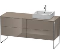 Duravit XSquare mueble bajo lavabo consola, apoyado en el suelo, 4 cajones, lavabo a la derecha, 1600x778x548mm, XS4924R8989, Color: Laca de color gris franela de alto brillo