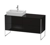 Duravit XSquare mueble bajo lavabo de consola, apoyado en el suelo, 4 extraíbles, lavabo a la izquierda, 1400x778x548mm, XS4923L4040, Color: Laca negra de alto brillo