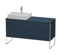 Duravit XSquare mueble bajo lavabo de consola, apoyado en el suelo, 4 extraíbles, lavabo a la izquierda, 1400x778x548mm, XS4923L9898, Color: Seda azul noche lacado mate