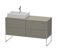 Duravit XSquare mueble bajo lavabo de consola, apoyado en el suelo, 4 extraíbles, lavabo a la izquierda, 1400x778x548mm, XS4923L9090, Color: Flanela Gris seda lacado mate