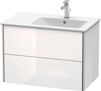 Duravit XSquare mueble bajo lavabo suspendido, 2 cajones, lavabo a la derecha, 810x560x478mm, XS417704040, Color: Laca negra de alto brillo