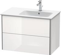Duravit XSquare mueble bajo lavabo suspendido, 2 cajones, lavabo a la derecha, 810x560x478mm, XS417708585, Color: Laca blanca de alto brillo