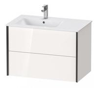 Duravit XViu 4158 Mueble bajo lavabo mural, 2 cajones, para lavabo Me by Starck 234583 Lavabo a la izquierda, 810x480 mm, XV41580B222, Color: negro mate/blanco alto brillo.