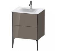 Duravit XViu 4300 Mueble bajo lavabo vertical, 2 cajones, para lavabo Viu 234463, 610x480 mm, XV43000B289, Color: negro mate/gris claro hgl.