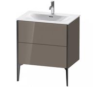 Duravit XViu 4301 Mueble tocador vertical, 2 cajones, para lavabo Viu 234473, 710x480 mm, XV43010B289, Color: negro mate/gris claro hgl.