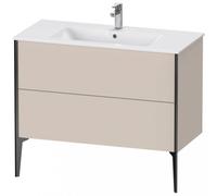 Duravit XViu 4483 Módulo de lavabo vertical, 2 cajones, para lavabo ME by Starck 233610, 1010x480 mm, XV44830B291, Color: negro mate/taupe