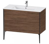 Duravit XViu 4483 Módulo de lavabo vertical, 2 cajones, para lavabo ME by Starck 233610, 1010x480 mm, XV44830B221, Color: negro mate/nogal oscuro