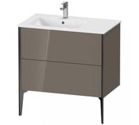 Duravit XViu 4486 Mueble bajo lavabo vertical, 2 cajones, para lavabo ME by Starck 234583 Lavabo a la izquierda, 810x480 mm, XV44860B289, Color: negro mate/gris claro hgl.