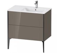 Duravit XViu 4487 Mueble bajo lavabo vertical, 2 cajones, para lavabo ME by Starck 234683 Lavabo derecho, 810x480 mm, XV44870B289, Color: negro mate/gris claro hgl.