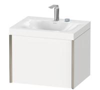 Duravit XViu 4609 lavabo para muebles en c, con 2 agujeros para grifos, con subestructura colgada en la pared, 1 extraíble, 600x480, XV4609EB171, Color: champán mate/medio roble