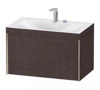 Duravit XViu 4610 Lavamanos en c, con 2 agujeros para grifos, con base colgante, 1 extraíble, 800x480, XV4610EB171, Color: champán mate/medio roble