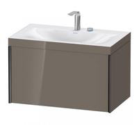 Duravit XViu 4610 Lavamanos en c, con 2 agujeros para grifos, con base colgante, 1 extraíble, 800x480, XV4610EB289, Color: negro mate/gris claro hgl.
