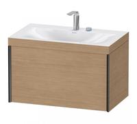 Duravit XViu 4610 Lavamanos en c, con 2 agujeros para grifos, con base colgante, 1 extraíble, 800x480, XV4610EB251, Color: negro mate/pino terra