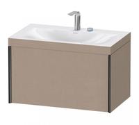 Duravit XViu 4610 Lavamanos en c, con 2 agujeros para grifos, con base colgante, 1 extraíble, 800x480, XV4610EB273, Color: negro mate/tesse. cerezo