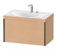 Duravit XViu 4610 Lavamanos en c, con 2 agujeros para grifos, con base colgante, 1 extraíble, 800x480, XV4610EB211, Color: negro cachemir mate/eiche