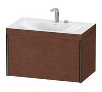 Duravit XViu 4610 Lavamanos en c, con 2 agujeros para grifos, con base colgante, 1 extraíble, 800x480, XV4610EB212, Color: negro mate/roble cepillado