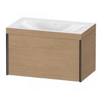 Duravit XViu 4610 Lavamanos en c, sin agujero para grifo, con base colgante, 1 extraíble, 800x480, XV4610NB251, Color: negro mate/pino terra