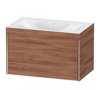 Duravit XViu 4610 Lavamanos en c, sin agujero para grifo, con base colgante, 1 extraíble, 800x480, XV4610NB179, Color: champán mate/nogal natural