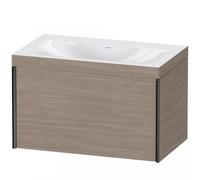 Duravit XViu 4610 Lavamanos en c, sin agujero para grifo, con base colgante, 1 extraíble, 800x480, XV4610NB213, Color: negro mate/nogal americano