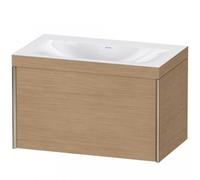 Duravit XViu 4610 Lavamanos en c, sin agujero para grifo, con base colgante, 1 extraíble, 800x480, XV4610NB151, Color: champán mate/pino terra