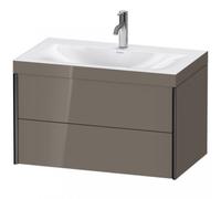 Duravit XViu 4615 Lavamanos en c, con 1 agujero para grifo, con base colgante, 2 cajones, 800x480, XV4615OB289, Color: negro mate/gris claro hgl.