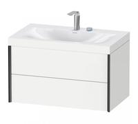 Duravit XViu 4615 Lavamanos en c, con 2 agujeros para grifos, con base colgante, 2 cajones, 800x480, XV4615EB218, Color: negro mate/blanco mate