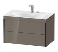 Duravit XViu 4615 Lavamanos en c, con 2 agujeros para grifos, con base colgante, 2 cajones, 800x480, XV4615EB289, Color: negro mate/gris claro hgl.