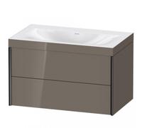 Duravit XViu 4615 Lavamanos en c, sin agujero para grifo, con base, colgante, 2 cajones, 800x480, XV4615NB289, Color: negro mate/gris claro hgl.