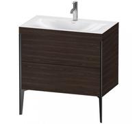 Duravit XViu 4710 Lavamanos en c, con 1 agujero para grifo, con soporte para el suelo, 2 extraíbles, 800x480, XV4710OB253, Color: negro mate/castaño oscuro