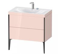 Duravit XViu 4710 Lavamanos en c, con 2 agujeros para grifos, con soporte para el suelo, 2 extraíbles, 800x480, XV4710EB210, Color: negro mate/perla de ricotta hgl.