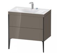 Duravit XViu 4710 Lavamanos en c, con 2 agujeros para grifos, con soporte para el suelo, 2 extraíbles, 800x480, XV4710EB289, Color: negro mate/gris claro hgl.