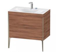 Duravit XViu 4710 Lavamanos en c, con 2 agujeros para grifos, con soporte para el suelo, 2 extraíbles, 800x480, XV4710EB179, Color: champán mate/nogal natural