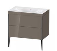 Duravit XViu 4710 Lavamanos en c, sin agujero para grifo, con soporte para el suelo, 2 extraíbles, 800x480, XV4710NB289, Color: negro mate/gris claro hgl.