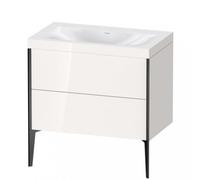 Duravit XViu 4710 Lavamanos en c, sin agujero para grifo, con soporte para el suelo, 2 extraíbles, 800x480, XV4710NB222, Color: negro mate/blanco alto brillo.