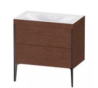 Duravit XViu 4710 Lavamanos en c, sin agujero para grifo, con soporte para el suelo, 2 extraíbles, 800x480, XV4710NB212, Color: negro mate/roble cepillado