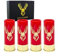 Durawe Company Vasos de chupito con cabeza de ciervo para hombres y mujeres, fiesta de boda, día del padre, regalos para cazadores de 12 GA de caza de ciervos, pequeños vasos de chupito con caja de
