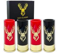 Durawe Company Vasos de chupito con cabeza de ciervo para hombres y mujeres, fiesta de boda, día del padre, regalos para cazadores de 12 GA de caza de ciervos, pequeños vasos de chupito con caja de