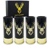 Durawe Company Vasos de chupito con cabeza de ciervo para hombres y mujeres, fiesta de boda, día del padre, regalos para cazadores 12 GA caza de ciervos - Pequeños vasos de chupito con caja de regalo