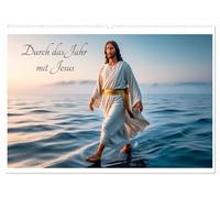 Durch das Jahr mit Jesus (Wandkalender 2026 DIN A2 quer), CALVENDO Monatskalender: KI generierte Bilder mit Stationen in Jesus leben.
