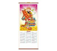 Durdiiy Calendario chino 2026 de pergamino de pared con texto en inglés "Felicitaciones por hacerse rico y buenos deseos, año lunar diario, tradicional para colgar en la decoración del hogar y la